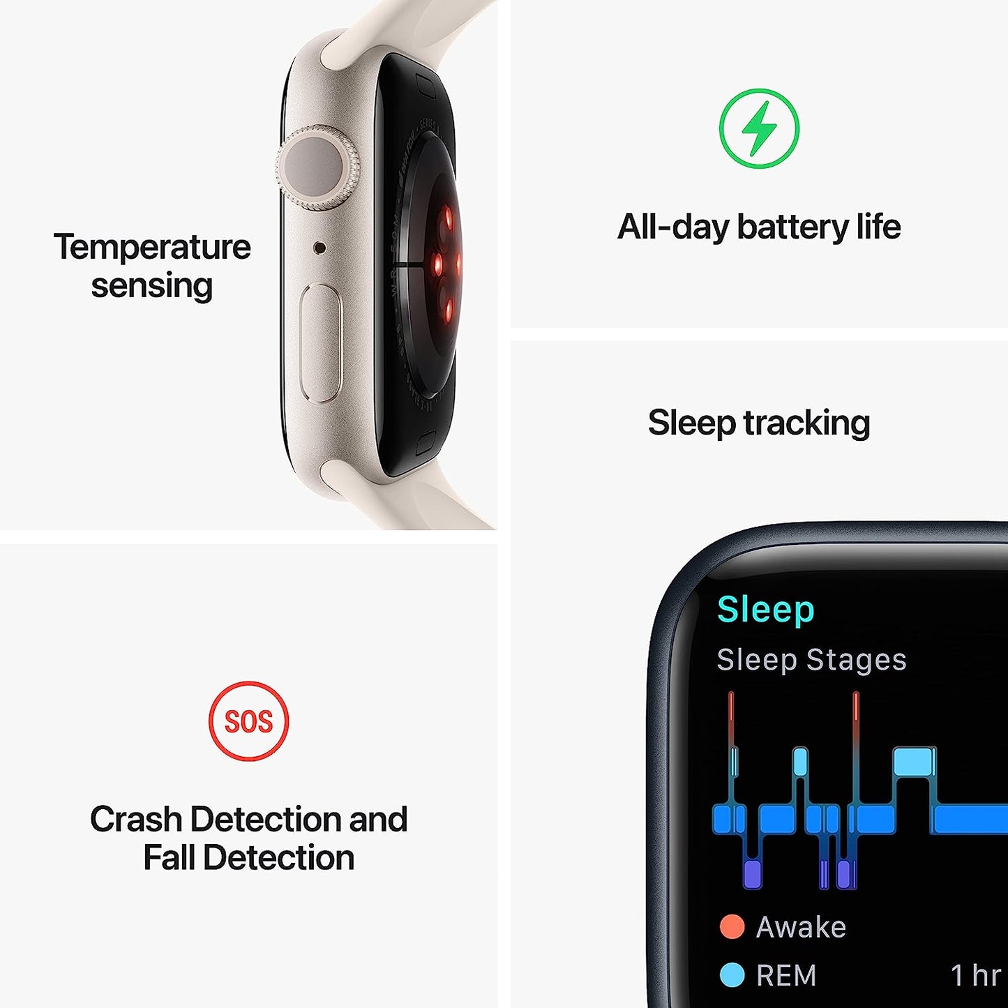 Apple Watch Series 8 [GPS 45mm] Smart Watch w/Silver Aluminum Case with White Sport Band - S/M. Fitness Tracker, Blood Oxygen & ECG Apps, Always-On Retina Display, Water Resistant